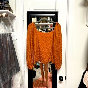 Lavender Brown Burnt Orange Blouse